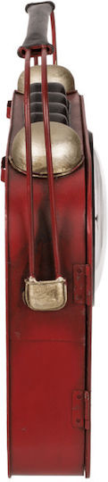 Out Blue Metallic Wall Key Hook Vintage Shape Red Radio 6 Hooks Clock 19x8.5x22cm 144392