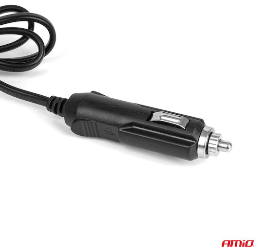 AMiO Car Charger 120W Fast Charging with Ports: 1xUSB 1xType-C 3xLighter with Cable Embedded Black Color