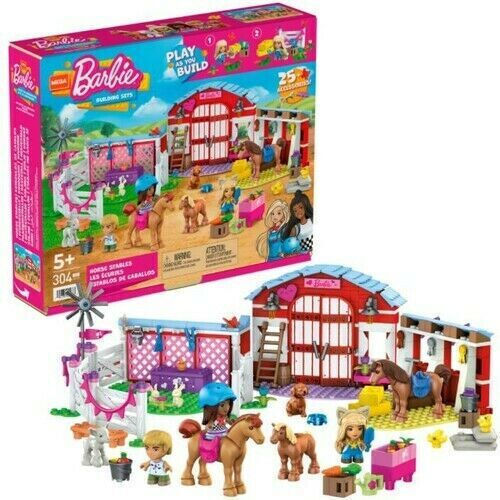 Mega Bloks Barbie Bauklötze Farm mit Pferden für 5+ Jahre 304Stücke