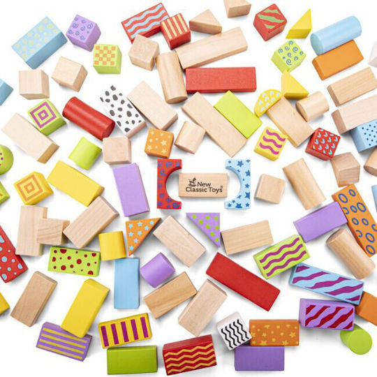 New Classic Toys Cuburi De Construit Fantasy Din Lemn Pentru 1.5+ Ani 100 Bucăți