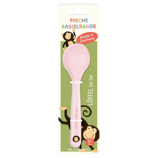 Die Spiegelburg Baby Set with Monkey Spoons from Plastic for 12+ Months Pink 2 Pieces