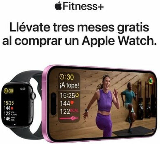 Apple Watch SE 2024 Aluminum 44mm Waterproof with Heart Rate Monitor (Silver with Denim Sport Band - M/L)