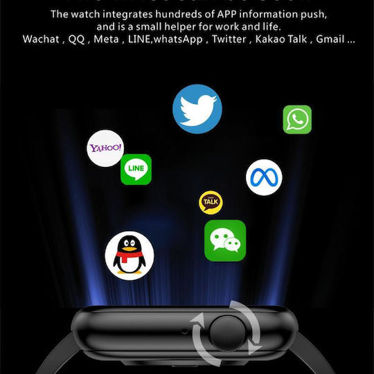 Smartwatch Idealstore Powerstyle Apple Via Bluetooth Integrated Speaker Microphone Voice Assistant Health Monitoring Pulse Oximeter Thermometer 100 Sports Modes App Notifications Black Color