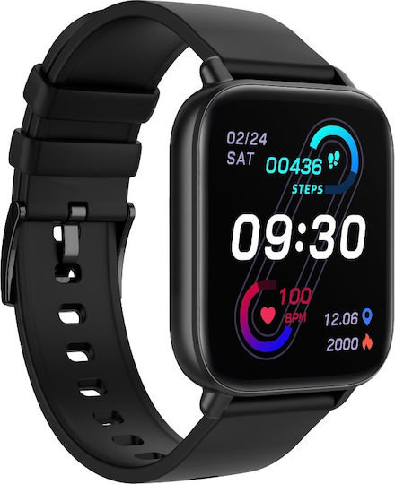 Techno Black Smartwatch Idealstore Full Hd 1.7 Inch Screen 280x280 Resolution Blood Pressure Heart Rate Monitoring Ip67 Water Resistant Bluetooth Call Answering Multi-sport Mode Android Ios Operating System