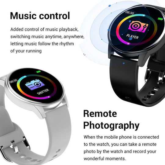 Smartwatch Kingwear Idealstore Ecran Tactil HD de 1,3 Inch Rezistent la Apă Pedometrul Monitor de Ritm Cardiac Monitor de Tensiune Arterială Memento Sedentar Mod Sport Negru