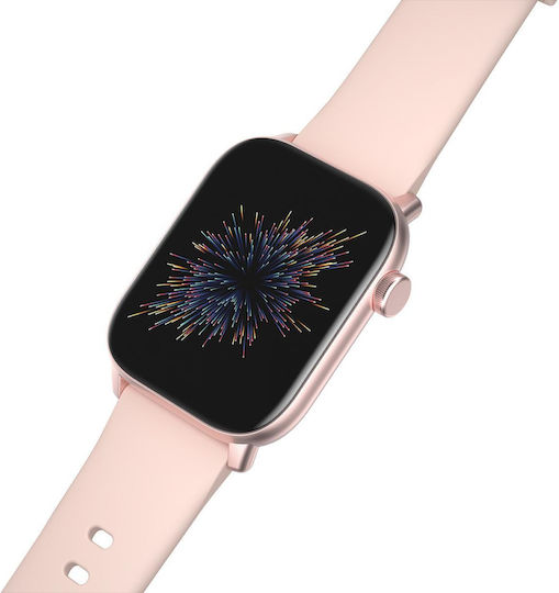 Ikeo+ Smartwatch Fitness Bracelet From Idealstore Metal Alloy Multisport Functions Blood Pressure Monitoring Oxygen Monitoring App Notifications Sleep Monitor Pedometer Ip68 Water Resistant Pink Color