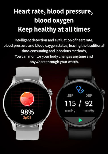 Smartwatch New Style Collection Idealstore Ecran HD AMOLED de 1,43 inch Apel Bluetooth Gestionare Mesaje NFC Monitorizare Ritm Cardiac Somn Asistent Vocal Difuzor Încorporat Microfon IP67 Android-iOS Baterie de Lungă Durată Ediție Neagră