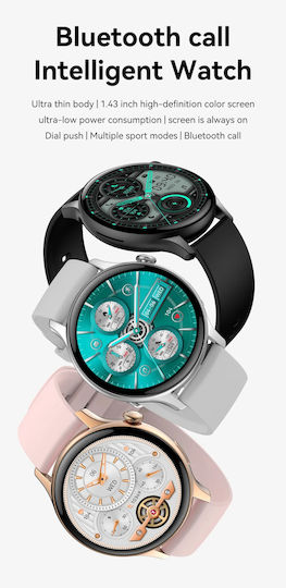 Smartwatch New Style Collection Idealstore 1.43 Inch HD AMOLED Display Bluetooth Call Message Reception NFC Heart Rate Sleep Monitoring Voice Assistant Built-in Speaker Microphone IP67 Android-iOS Long Battery Gold Metal Edition