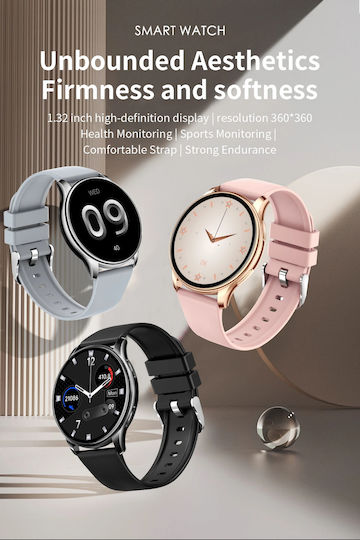 Oppos Smartwatch Idealstore 1.32 Inch Hd Screen Call Text App Notifications Water Resistant Heart Rate Monitor Sleep Menstrual Cycle Tracker Body Temperature Multi-sport Compatible Ios Android Gold