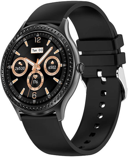Smartwatch Idealstore Ladywatch Notificare Apel Respingere Apel Notificare Mesaj Afișaj Monitorizare Sănătate Pedometrul Moduri Sport Analizator Somn Prognoza Meteo Senzor de Temperatură Memento Sedentar Culoare Neagră