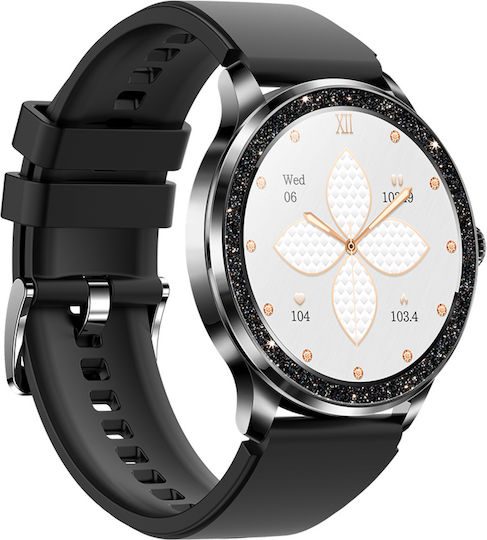Smartwatch Idealstore Ladywatch Notificare Apel Respingere Apel Notificare Mesaj Afișaj Monitorizare Sănătate Pedometrul Moduri Sport Analizator Somn Prognoza Meteo Senzor de Temperatură Memento Sedentar Culoare Neagră