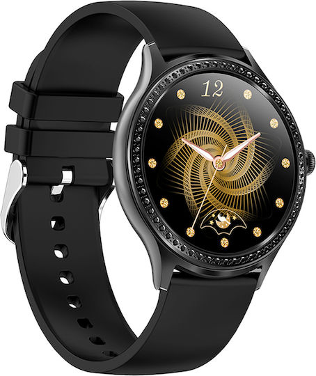 Smartwatch Idealstore Ladywatch Notificare Apel Respingere Apel Notificare Mesaj Afișaj Monitorizare Sănătate Pedometrul Moduri Sport Analizator Somn Prognoza Meteo Senzor de Temperatură Memento Sedentar Culoare Neagră