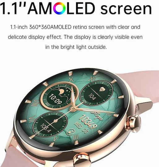 Live On Smartwatch Idealstore 1.1 Inch Hd Amoled Screen Bluetooth Call Message Notifications Nfc Heart Rate Sleep Monitoring Voice Assistant Built-in Speaker Microphone Ip68 Alarm Android-ios Long Battery Metal Gold Edition
