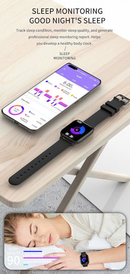 Zerofit Smartwatch Ultra Slim 1.7" Monitorizare Ritm Cardiac Tensiune Arterială 24/7 Notificări Apeluri Mesaje Multi-sport Durată Mare a Bateriei Rezistent la Apă Argintiu Verde