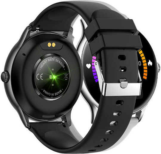 Tokio Fashion Smartwatch Idealstore Runde LCD-Anzeige Ultraschlank Bluetooth-Anrufe Android-iOS Menstruationszyklusüberwachung Schritte Kalorien Blutdruck Herzfrequenz Schrittzähler Musiksteuerung Multisport GPS Langlebiger Akku Schwarz