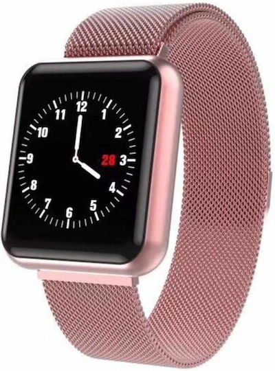 Idl Prestige 68 Smartwatch Metal Bracelet 1.3 Inch Ips Color Touch Display Heart Rate Monitoring Blood Pressure Magnetic Charging Bluetooth 4.0 Android 4.4 Ios 9.0 Pink Color