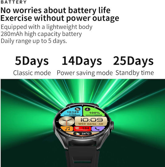 Delta Pro Smartwatch Idealstore 1.43" Amoled Touch Screen Android iOS Speaker Bluetooth Call Alarm Weather Voice Assistant Fitness Tracker Women's Function Heart Rate Monitor Blood Pressure Monitor SpO2 Oximeter Multi-Sport Black