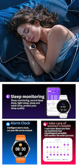 Delta Pro Smartwatch Idealstore 1.43" Amoled Touch Screen Android iOS Speaker Bluetooth Call Alarm Weather Voice Assistant Fitness Tracker Women's Function Heart Rate Monitor Blood Pressure Monitor SpO2 Oximeter Multi-Sport Black