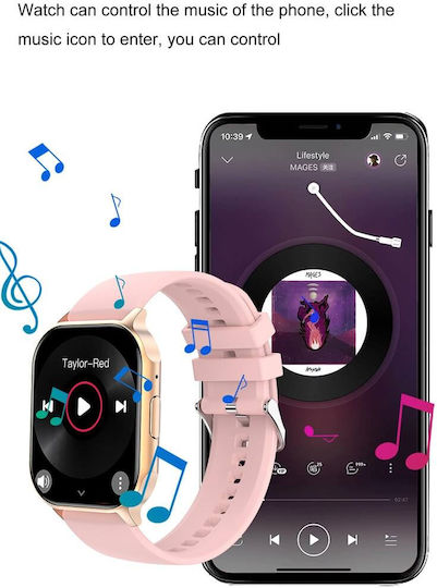 Xiawatch Smartwatch Idealstore Ecran Amoled HD Apelare Bluetooth NFC Asistent Vocal Monitorizare Sănătate Aplicație Piața de Acțiuni Test de Respirație Stres Respingere Apel Mod Multi-sport Silicon Roz