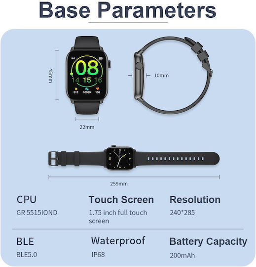 Brățară Fitness Smartwatch Idealstore Ikeo+ Fabricată din Aliaj Metalic Funcții Multisport Monitorizare Tensiune Arterială Monitorizare Oxigen Notificări Aplicații Monitorizare Somn Pedometră Rezistent la Apă Ip68 Culoare Neagră