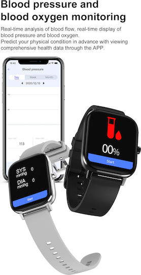 Prince Collection Smartwatch Idealstore 1,96 Zoll Touchscreen Bluetooth-Anruf Nachrichtenbenachrichtigungen Herzfrequenz Schlafüberwachung Multisport Eingebauter Lautsprecher Mikrofon IP67 Alarm Android-iOS Lange Akkulaufzeit Schwarze Edition