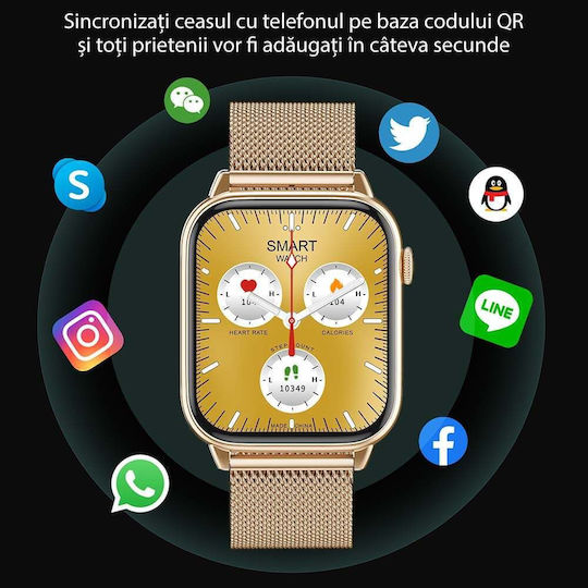 Ceas Inteligent Colecția Star Idealstore Ecran Tactil 1.85 Inch Apel NFC Notificări Mesaje prin Bluetooth Monitorizare Ritm Cardiac Somn Difuzor și Microfon Încorporat IP67 Alarmă Android-iOS Negru Metalic