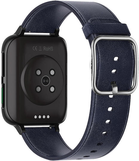 Twinkler Smartwatch Idealstore 1,78" LTPS Display Anruffunktion Herzfrequenzsensor Pulsoximeter Schlafmonitor Multisport Wasserfest Kompatibel mit Android iOS Blaues Leder