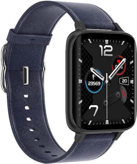 Twinkler Smartwatch Idealstore 1,78" LTPS Display Anruffunktion Herzfrequenzsensor Pulsoximeter Schlafmonitor Multisport Wasserfest Kompatibel mit Android iOS Blaues Leder