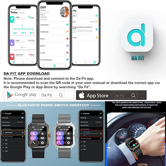 Strongcollection Idealstore Smartwatch Ecran Tactil de 1,83 Inch Notificări Mesaje Social Media Răspuns Apeluri Bluetooth Microfon Încorporat Difuzor Monitorizare Somn Tensiune Arterială Multi-sport IP67 Alarmă Android-iOS Ediția Neagră