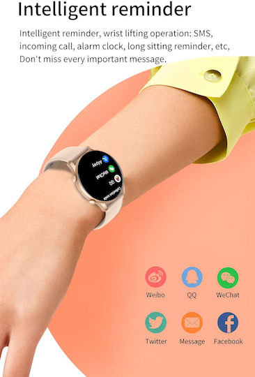 Ceas inteligent colecția Moon Style Idealstore 1.43 inch ecran HD AMOLED apel Bluetooth notificări mesaje NFC monitorizare ritm cardiac somn asistent vocal difuzor încorporat microfon IP67 alarmă Android-iOS autonomie mare a bateriei auriu