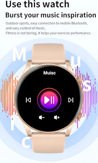 Ceas inteligent colecția Moon Style Idealstore 1.43 inch ecran HD AMOLED apel Bluetooth notificări mesaje NFC monitorizare ritm cardiac somn asistent vocal difuzor încorporat microfon IP67 alarmă Android-iOS autonomie mare a bateriei auriu