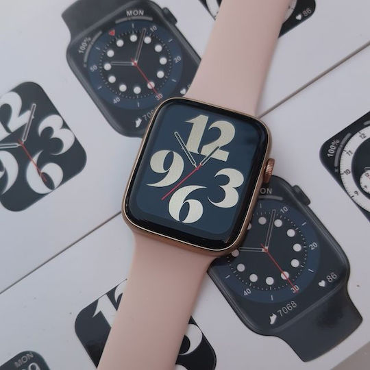 Smartwatch Idealstore I Watch S6 Full Touch Screen Curved 2.5d Display Call Function Built-in Speaker Microphone Multi-sport Function Heart Rate Sensor Pedometer Sleep Monitor Pink Color
