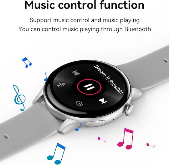 Smartwatch New Style Collection Idealstore 1.43 Inch HD AMOLED Display Bluetooth Call Message Reception NFC Heart Rate Sleep Monitoring Voice Assistant Built-In Speaker Microphone IP67 Android-iOS Long Battery Silver Metal