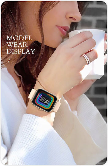 Smartwatch Y20 Squarestyle Idealstore Waterproof Hd Screen 1.7 Inch Compatible Android Ios Bluetooth Notifications Sports Pedometer Heart Rate Monitor Gold