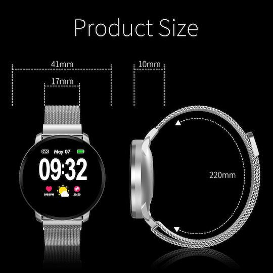 Brățară Fitness Smartwatch Ecran Complet 68 Brățară Metalică Magnetică Monitorizare Ritm Cardiac Monitorizare Somn Tensiune Arterială Apeluri Notificări Facebook Sms Rezistent la Apă Ip67 Ecran Tactil Complet 1.23 Negru