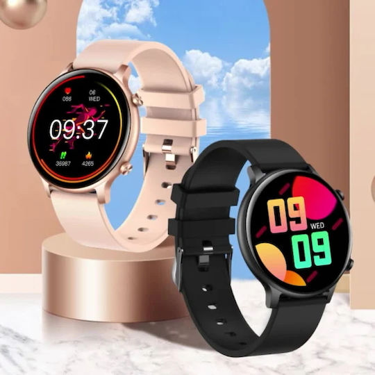 Smartwatch Versa Idealstore Bildschirmgröße 1,32 Zoll Wasserfest Bluetooth Herzfrequenzmesser Blutdruck Blutsauerstoff Anrufbenachrichtigungen Multi-Sport Kompatibel mit iOS Android Rosa