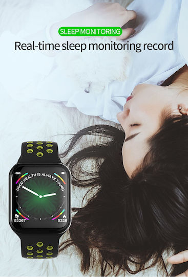Smartwatch Force Sport8 Ecran TFT de 1,3 Inch Monitorizare Ritm Cardiac Somn Senzor 3D Pedometrul pentru Măsurarea Pașilor Calorii Arse Funcție Anti-pierdere Compatibilitate Android iOS Negru-verde