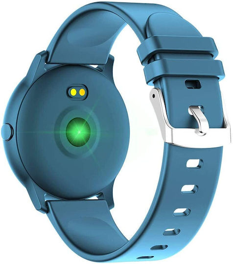 Kingwear Smartwatch Idealstore 1,3 Zoll HD Touchscreen Wasserfest Schrittzähler Herzfrequenzmesser Blutdruckmesser Sitzende Erinnerung Sportmodus Blau
