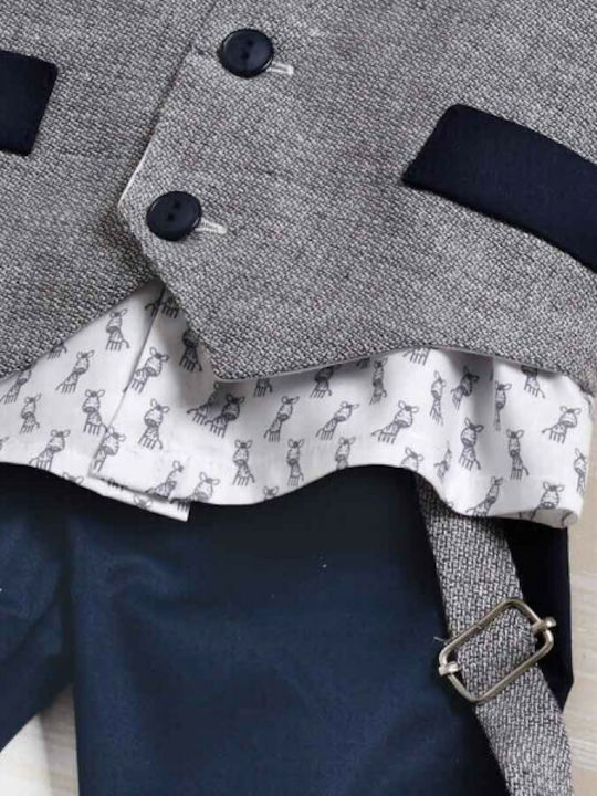 Lollipop Boys Baptism Suit with Vest 5pcs Gray