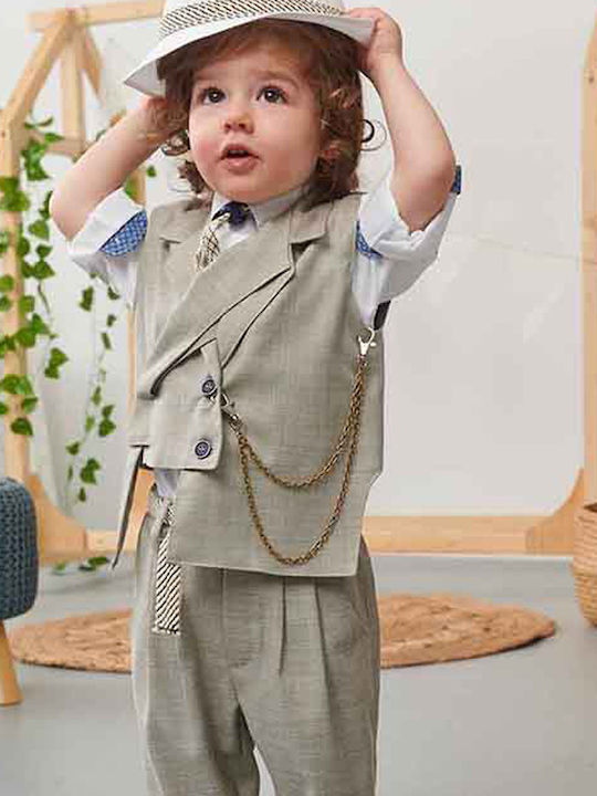 Bonito Baby Βαπτιστικό Κοστούμι με Γιλέκο για Αγόρι 6τμχ