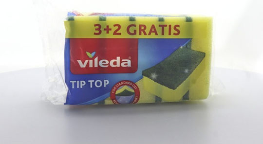 Vileda Tip Top Set Dish Sponges Yellow 5 Pieces