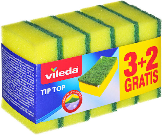 Vileda Tip Top Set Dish Sponges Yellow 5 Pieces