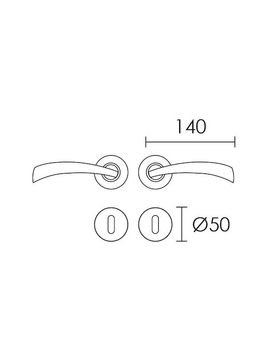 Conset Hebel Mittlere Tür mit Rosette C1405 Paar mit Rosette Nickel