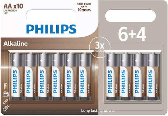 Μπαταρίες Αλκαλικές Philips Αα 6+4 Τεμ