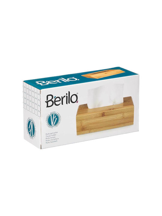 Berilo Θήκη για Χαρτομάντηλα Ξύλινη Μπεζ 26x14x9cm