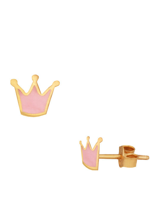 Abadianakis Kinder Ohrringe Nieten Kronen aus Gold 9K