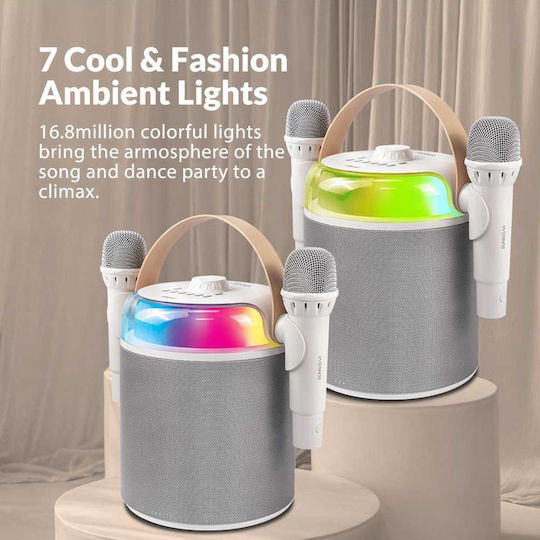 Sonic Gear Ηχείο Karaoke με Ασύρματα Μικρόφωνα και Εφέ Φωτισμού IOX K800 IOX-K800-W Λευκό
