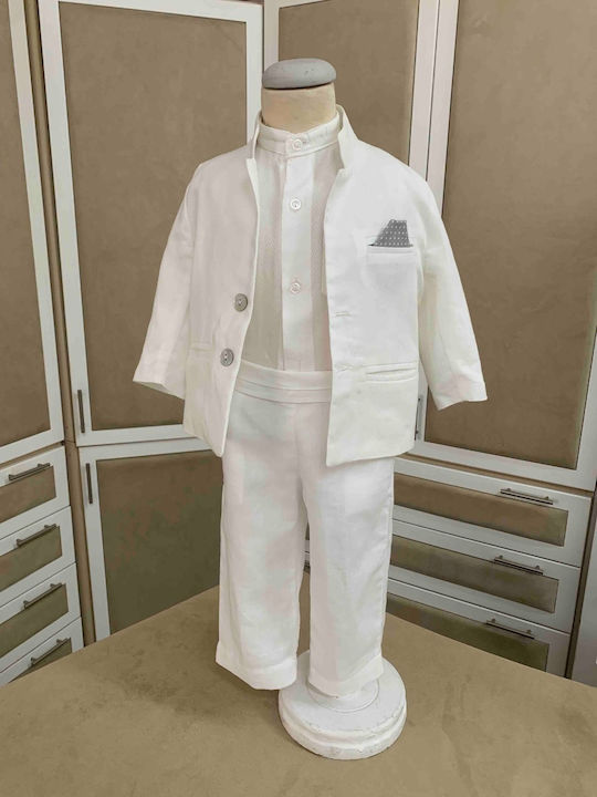 Nst Nastasia Costum De Botez Cu Haina Pentru Băieți Edward Robert Hermes Ecru