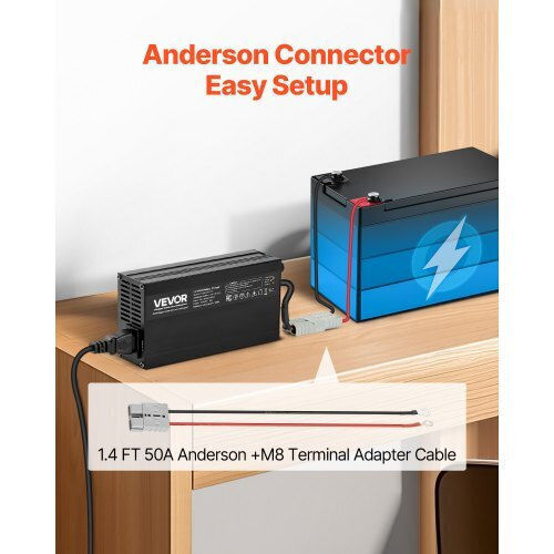 Vevor 12V 10A Lithium Battery Charger 14.6V AC-DC LiFePO4 Smart Charger RV