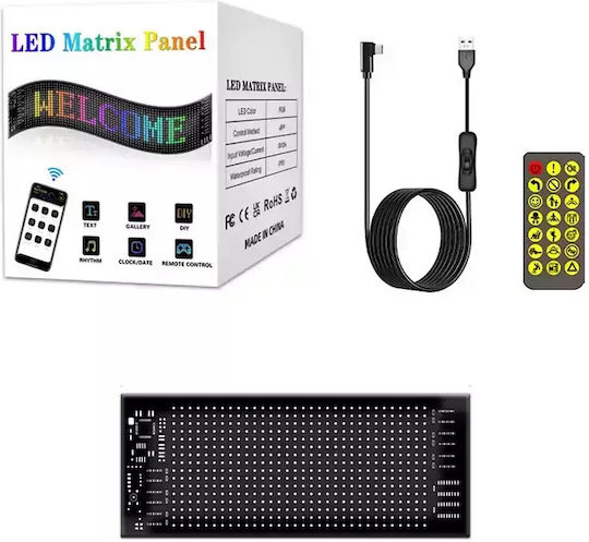 Flexible RGB LED Car Sign Bluetooth Animated Images Text via App 16x96mp